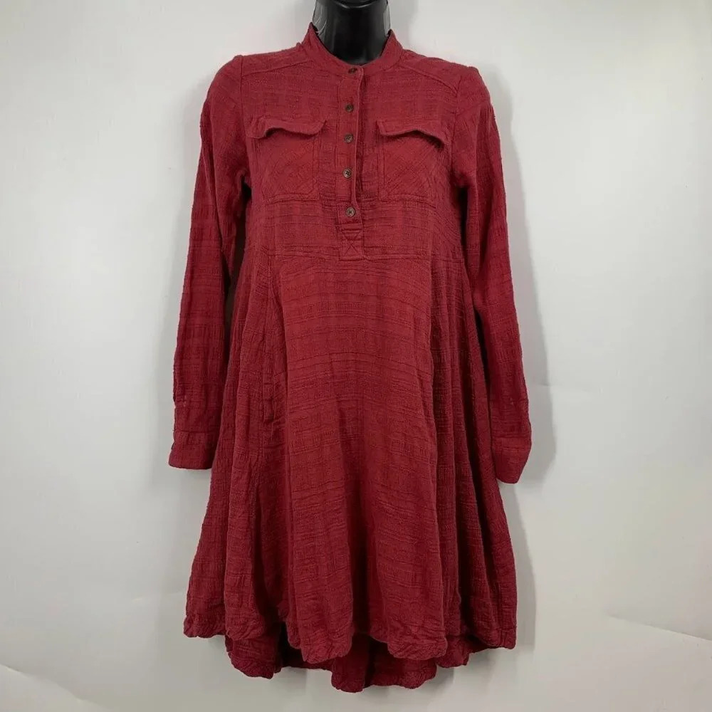 Anthropologie Holding‎ Horses Harper High Low Shirt Dress Size 2